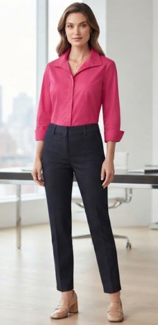 Chicos Women’s Sz 3 Large No Iron Cotton Button Front Blouse Raspberry Pink NEW